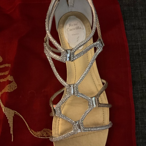 NEW RENE CAOVILLA 40 jeweled crystal gladiator sandals, gold and silver 9.5 flat - Picture 2 of 11